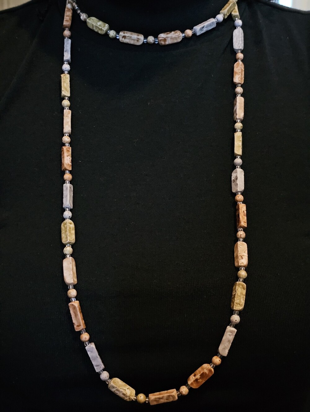 Vintage Boho Earth Tone Beaded Necklace